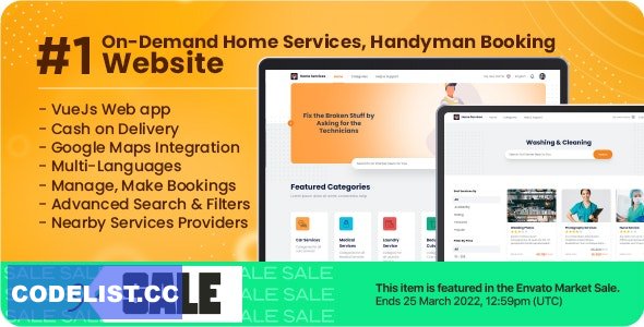 Customer Website For On-Demand Home Services, Business Listing, Handyman Booking v1.2.1