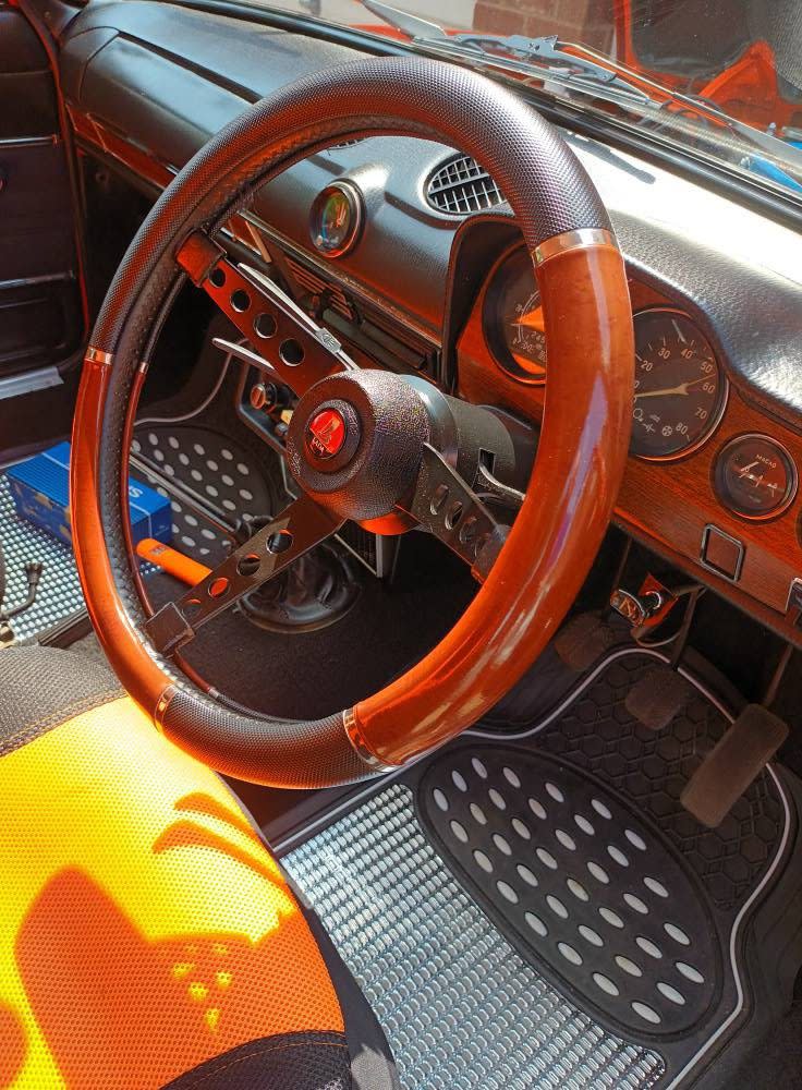 The 1979 Lada 1600 ES boasts a leather-covered steering wheel