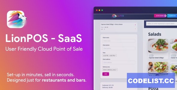 Lion POS v3.1.0 - SaaS Point Of Sale Script for Restaurants and Bars with floor plan