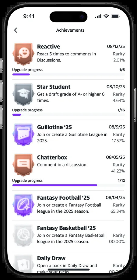 Show off your Achievements on Yahoo Fantasy this season!