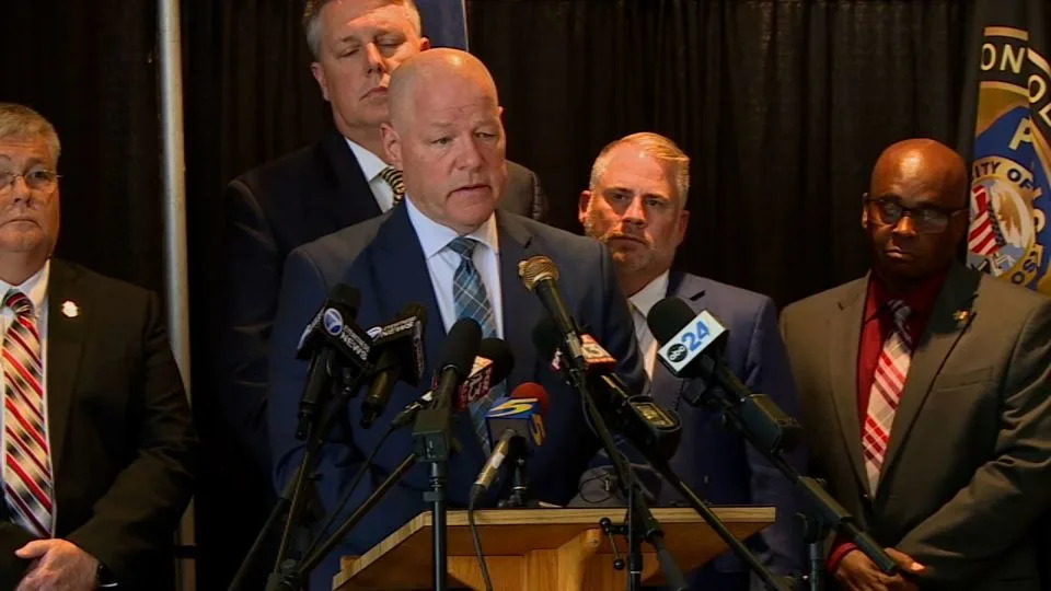 Tennessee Bureau of Investigation Director David Rausch speaks during a press conference on Tuesday. - WBBJ