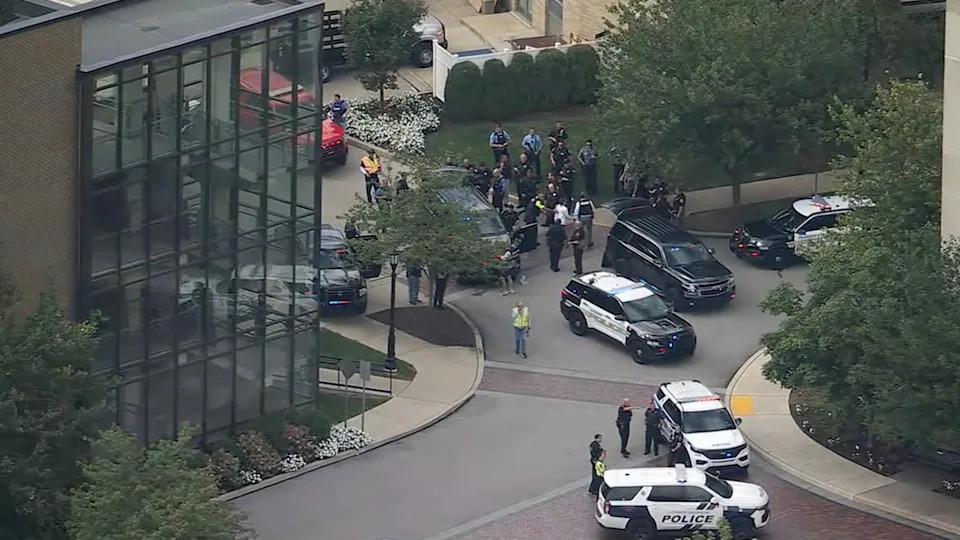 WPVI - PHOTO: In this screen shot from a video, law enforcement officials are shown at the scene of a shooting at Villanova University, Aug. 21, 2025.