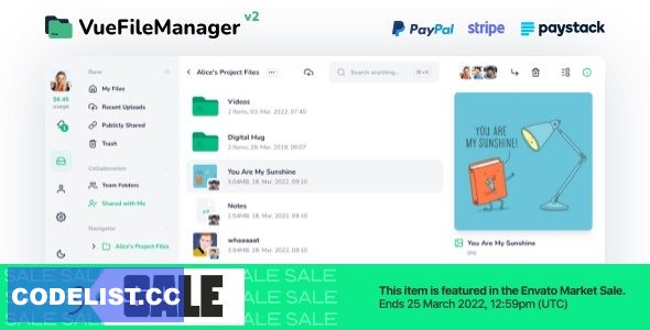 Vue File Manager v2.0.2 - Store, Share & Get Files Instantly - Private Cloud Build on Vue & Laravel