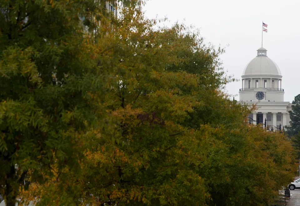 Rainy weather in downtown Montgomery, Ala., on Tuesday, Nov. 13, 2018.