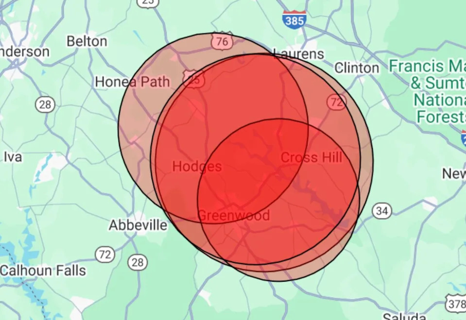 South Carolina earthquake swarm on 8/23/2025