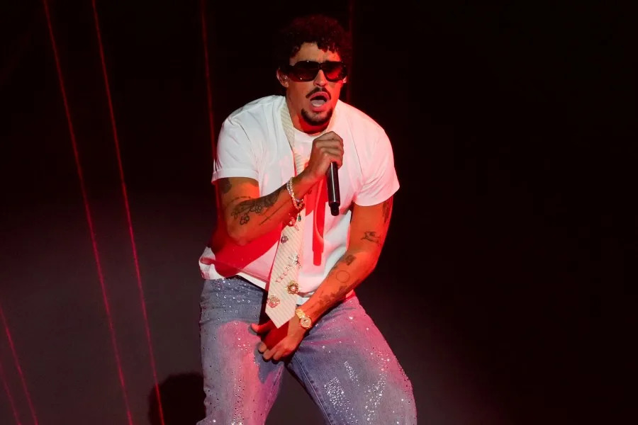 FILE – Bad Bunny performs during the iHeartRadio Music Awards in Los Angeles on March 17, 2025. (AP Photo/Chris Pizzello, File)