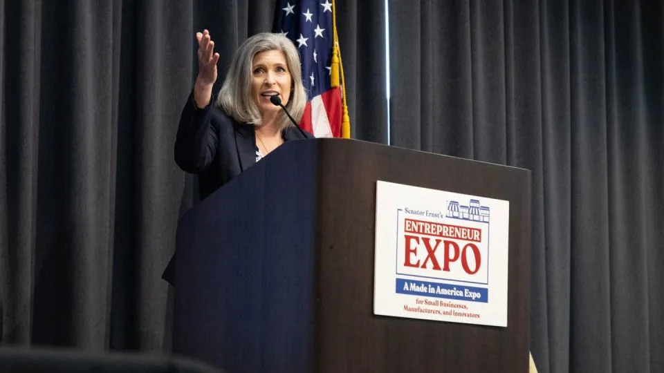 Sen. Joni Ernst speaks at the "Made in America Expo" in Ames, Iowa, on Tuesday, August 12, 2025. - Sen. Joni Ernst/Facebook