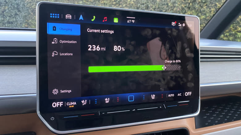 A photo of the range display on the Volkswagen ID Buzz