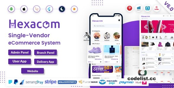 Hexacom v7.2 - single vendor eCommerce App with Website, Admin Panel and Delivery boy app - nulled