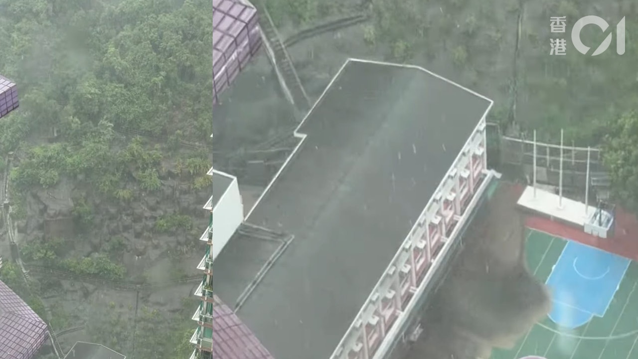 黑雨 | 鰂魚涌近英皇道山泥傾瀉　大量泥石湧入北角官立小學操場