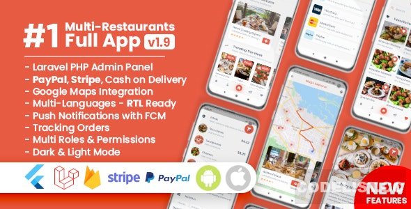 Food Delivery Flutter + PHP Laravel Admin Panel v1.9.4 Food Delivery Flutter + PHP Laravel Admin Panel v1.9.4