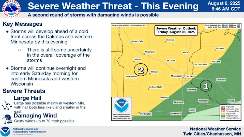 Severe thunderstorm threat: Latest implications for Minnesota, Wisconsin on Friday