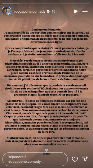 Daniela Capone donne de ses nouvelles après son hospitalisation : 
