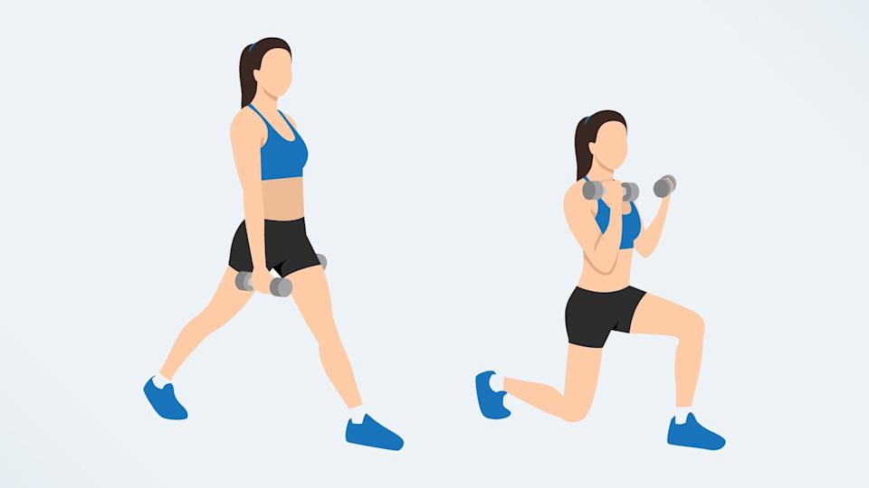 a lunge bicep curl exercise