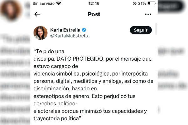 Dato protegido: terminan 30 días de disculpas públicas de ciudadana a diputada; “la gente me apoyó”, dice Karla Estrella