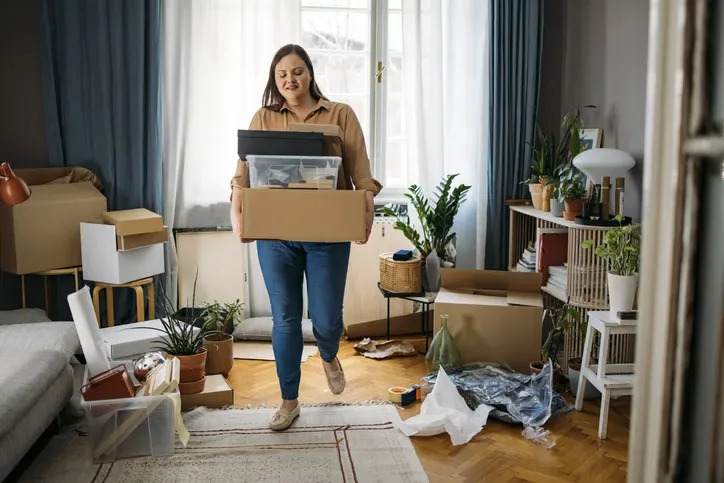 Woman moving in.