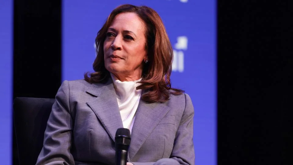Kamala Harris speaks in Las Vegas in March. - Big Event Media/Getty Images