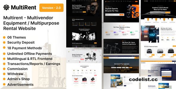 Multirent v2.0 - Multivendor Equipment - Multipurpose Rental Website - nulled
