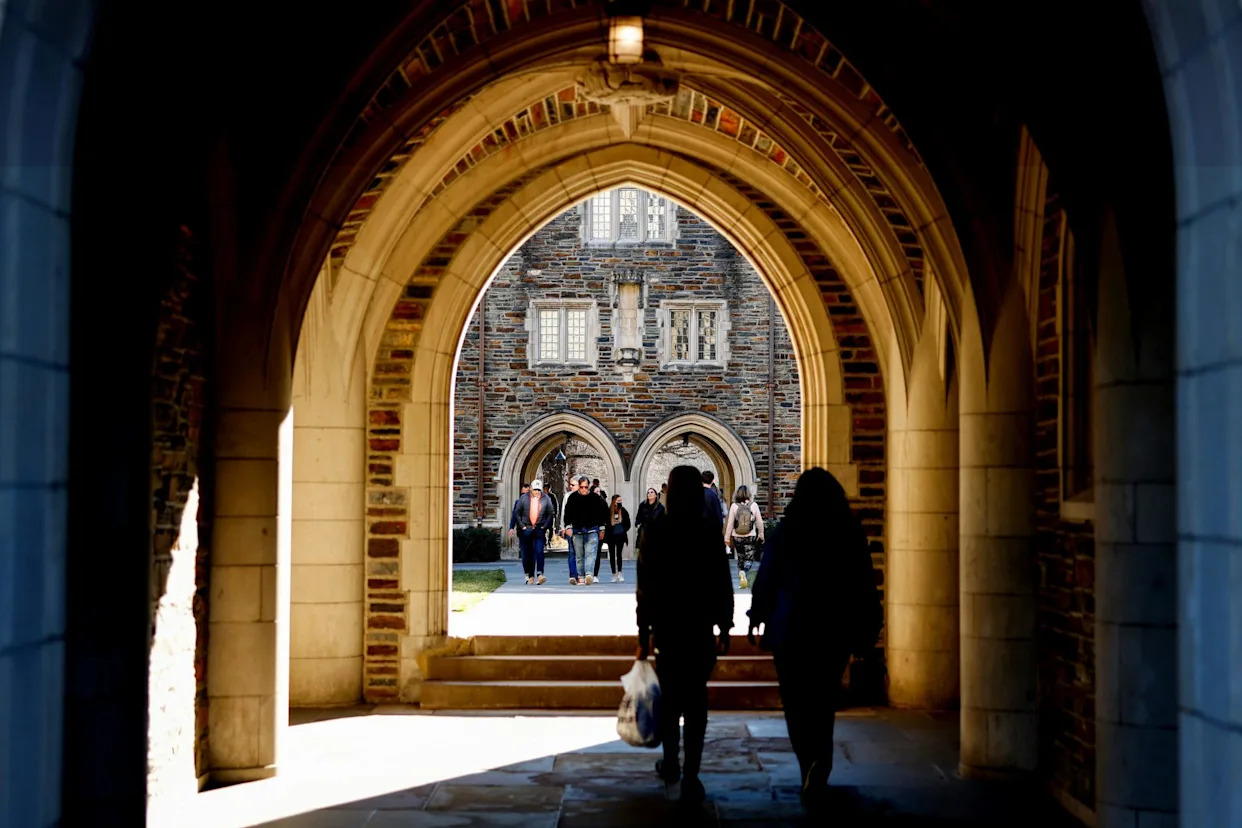 <span>The Duke University campus in Durham, North Carolina, on 19 February 2022.</span><span>Photograph: Lance King/Getty Images</span>