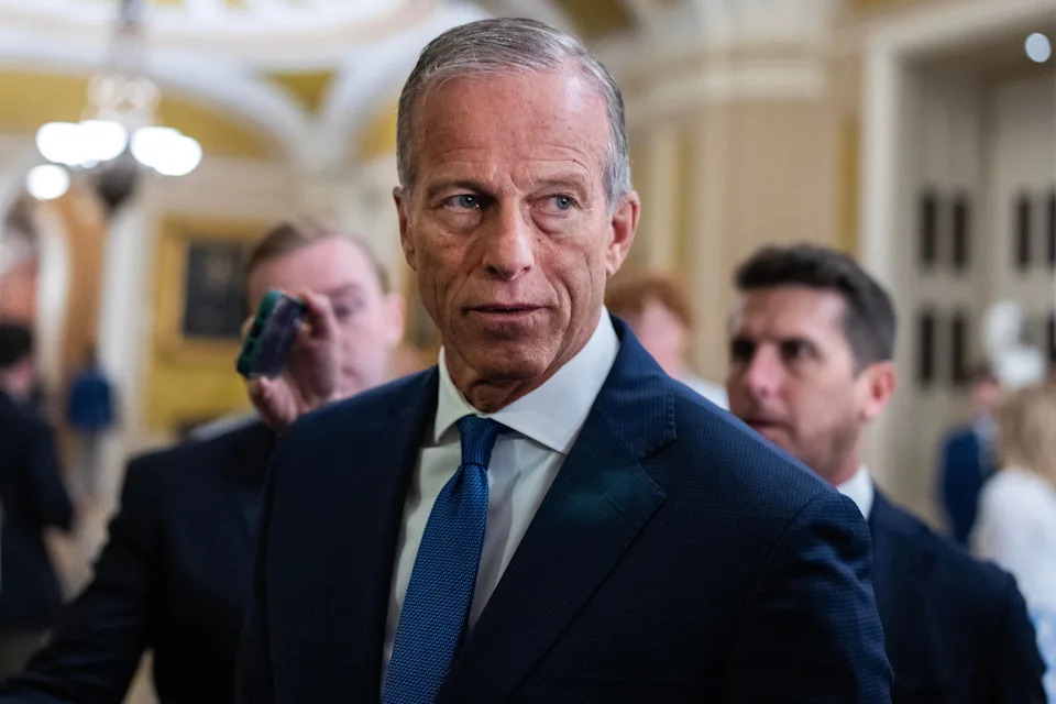 Senate Majority Leader John Thune is seen after the senate luncheons in the U.S. Capitol on Tuesday, July 29, 2025. / Credit: Tom Williams/CQ-Roll Call, Inc via Getty Images