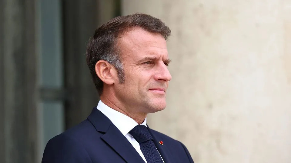 French President Emmanuel Macron waits for the arrival of a guest at the Elysee Palace in Paris, France, July 23, 2025. - Abdul Saboor/Reuters