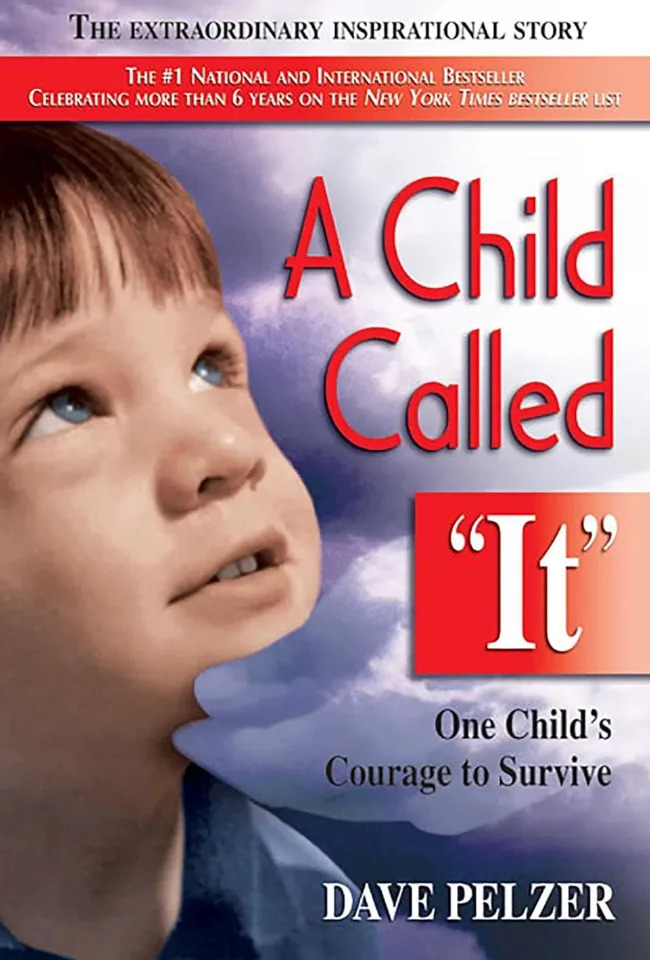 Book cover of "A Child Called 'It'" by Dave Pelzer, featuring a boy looking up and text highlighting survival courage