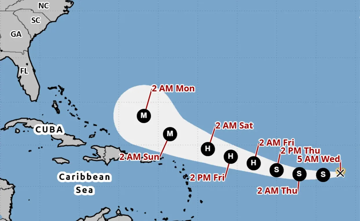 Tropical Storm Erin path shifts, but still forecast to grow into major hurricane, NHC says
