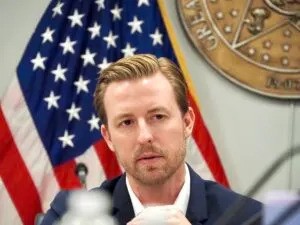 State Superintendent Ryan Walters leads a meeting of the Oklahoma State Board of Education on Jan. 28 in Oklahoma City. (Photo by Nuria Martinez-Keel/Oklahoma Voice)