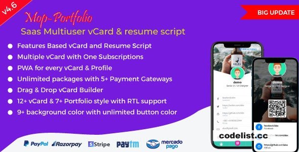 Mop v4.6 - SaaS vCard / Portfolio / Resume / Digital Business card - nulled