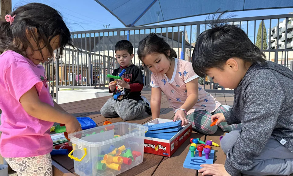 Students playing on the playground at the Blind Children’s Center in Los Angeles earlier this month. (Facebook/Blind Children’s Center)