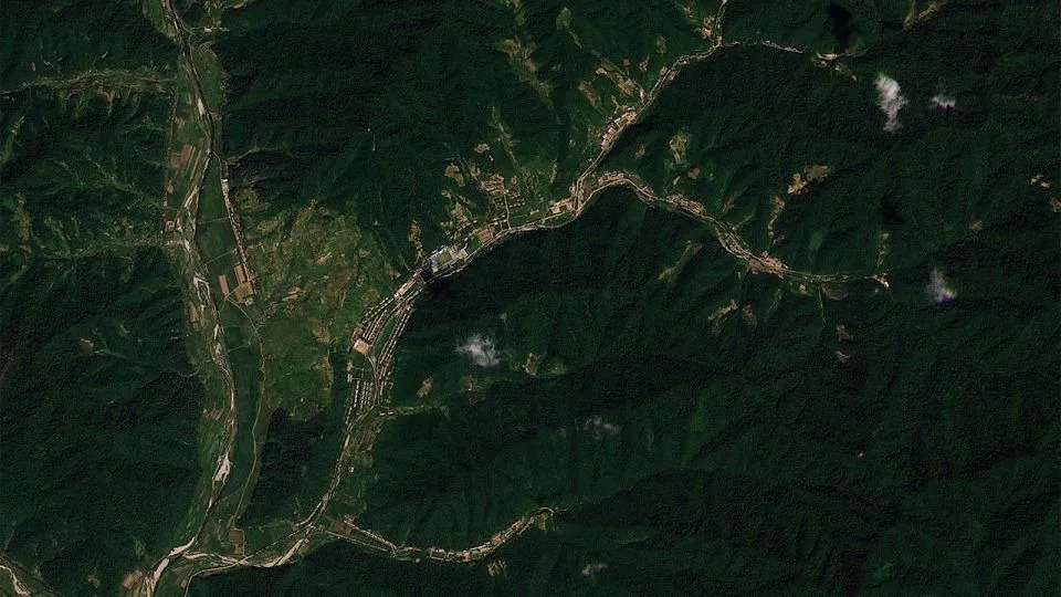 A satellite image provided by Planet Labs shows the Sinpung Dong Missile Operating Base in North Korea on August 12. - Planet Labs