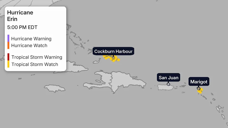 Erin Remains A Rare Category 5 Hurricane; Outer Rain Bands Impacting Puerto Rico, Virgin Islands