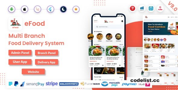eFood v9.0 - Food Delivery App with Laravel Admin Panel + Delivery Man App - nulled