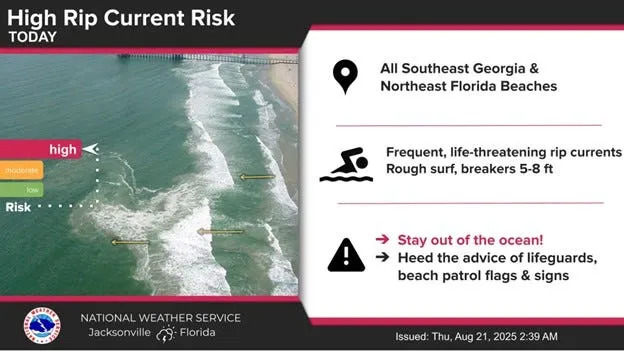 Erin has passed, but danger hasn't. Rip current risk in Florida extended through Friday