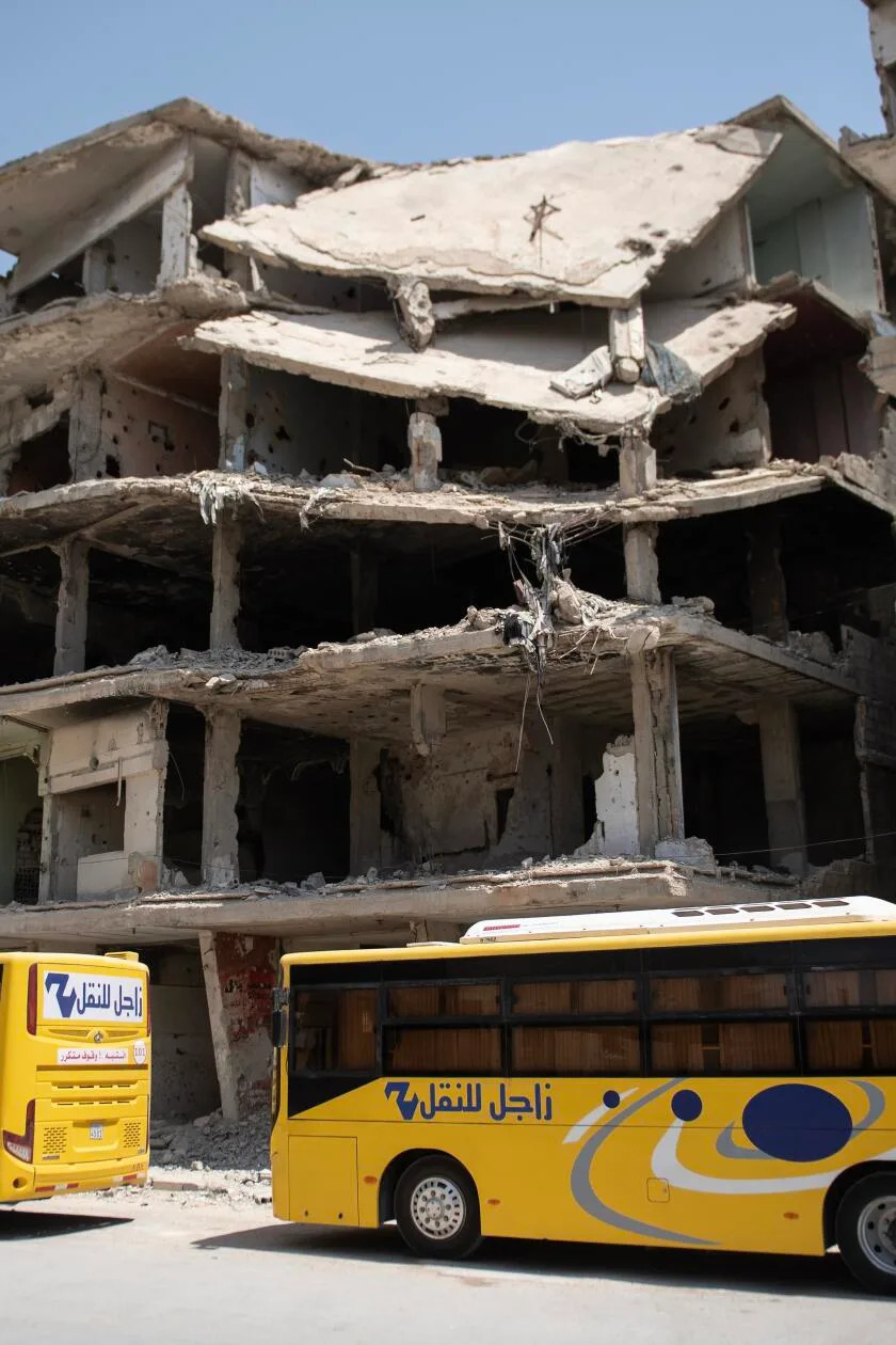 A photo showing some of the new means of transportation in Yarmouk Camp