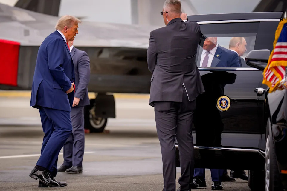 President Donald Trump enters The Beast