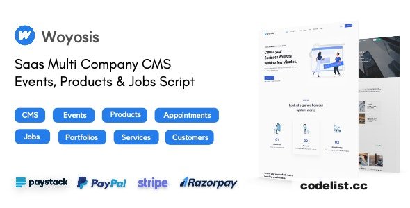 Woyosis v1.0 - Saas Multi Company CMS - Events - Products & Jobs Script