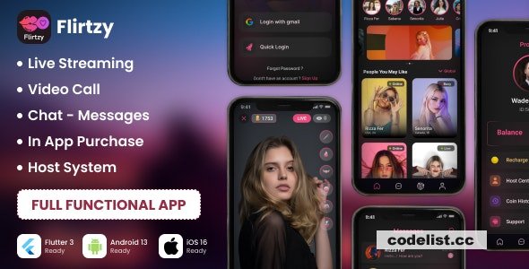 Flirtzy v1.5.0 - Live streaming, Video Call, Chat, Host