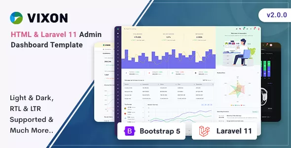 Vixon - HTML & Laravel 11 Admin Template v2.0