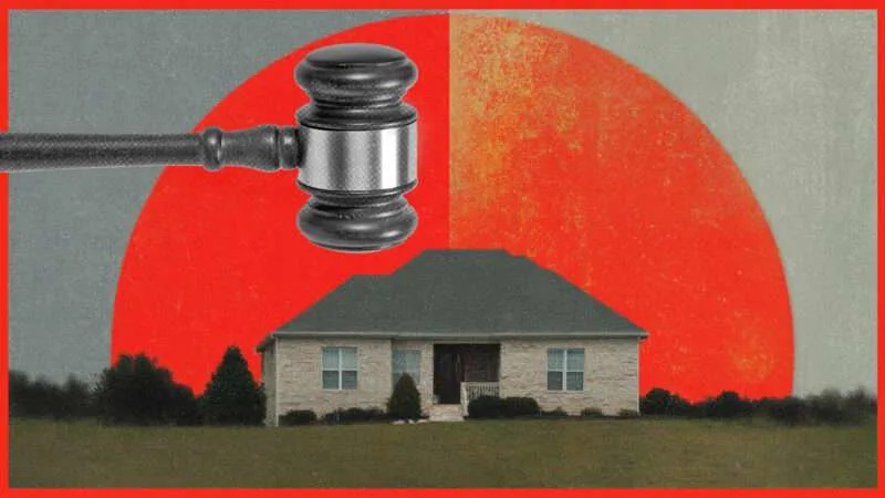 A home is seen underneath a gavel