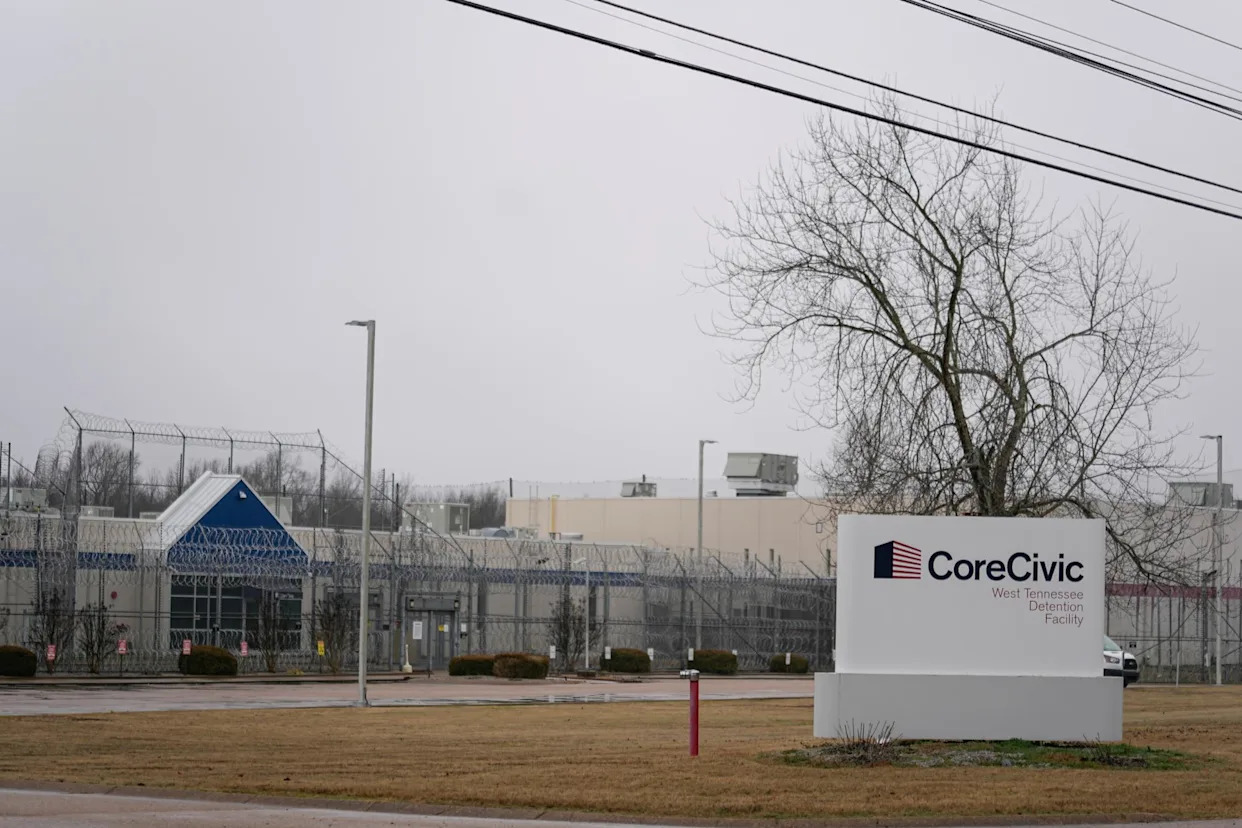 <span>The CoreCivic West Tennessee detention facility on 24 January 2024, in Mason, Tennessee.</span><span>Photograph: George Walker IV/AP</span>