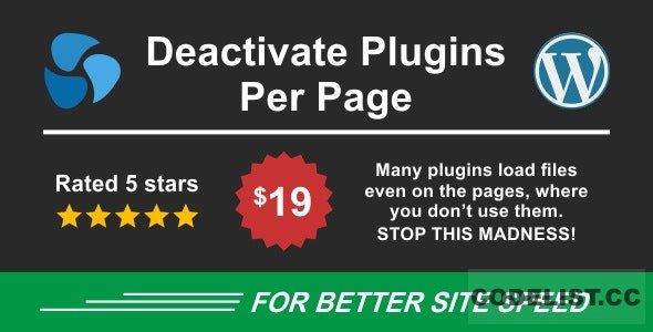 Deactivate Plugins Per Page v1.10.0 - Improve WordPress Performance