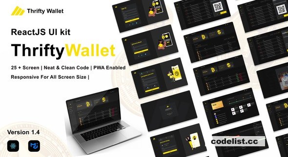 Thriftywallet v1.4 - ReactJS UI kit for Crypto Wallet ( Cryptocurrency), reward points, and FIAT currency
