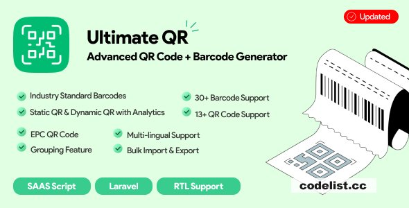 UltimateQR v3.1.0 - Advanced QR Code + Barcode Generator | SAAS | PHP Script