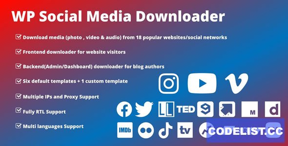 WordPress Social Media Downloader Plugin v3.1.0