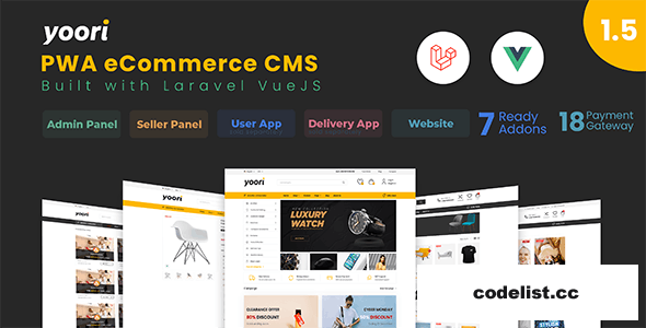 YOORI eCommerce v1.5.3 - Single & Multi-Vendor PWA Marketplace CMS - nulled