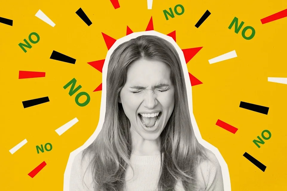 Woman angry shouting no.