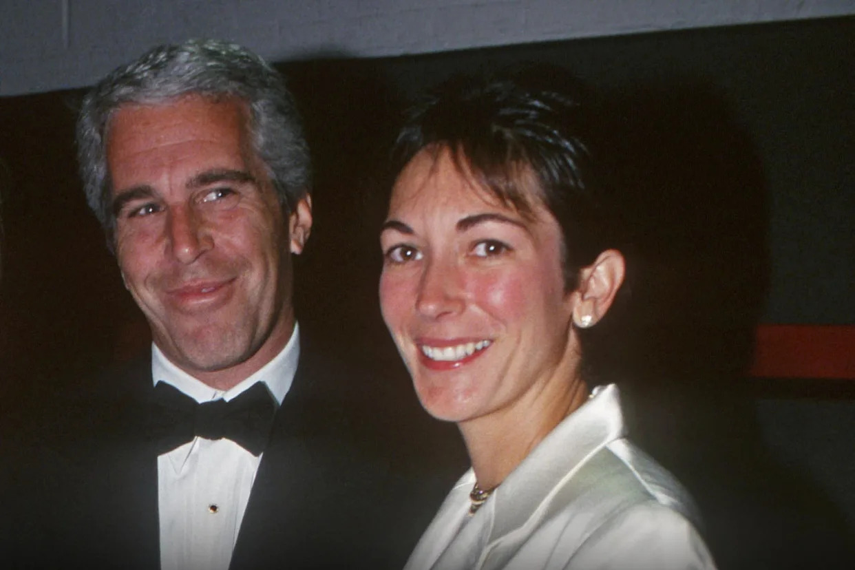 Jeffrey Epstein and Ghislaine Maxwell at an event in New York in 1995. (Patrick McMullan via Getty Images)