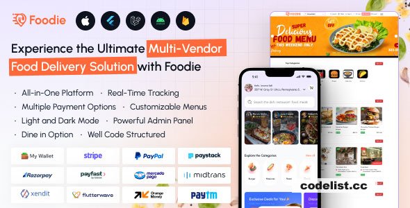 Foodie v8.4 - UberEats Clone - Food Delivery App - Multiple Restaurant Food Delivery Flutter App