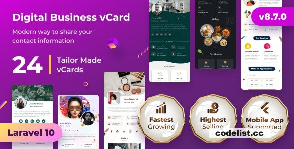 VCard SaaS v8.9.0 - Digital Business Card Builder SaaS - Laravel VCard Saas - NFC Card - With Mobile App